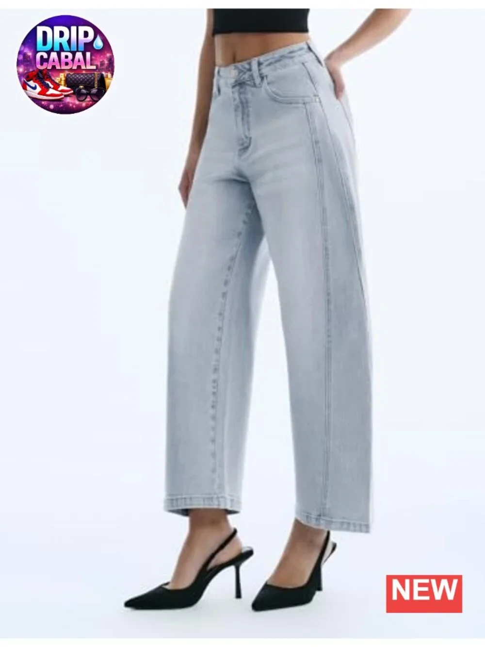 High Waisted Wide Leg Barrel Jeans for Women Stretchy Baggy Y2K Ankle Denim